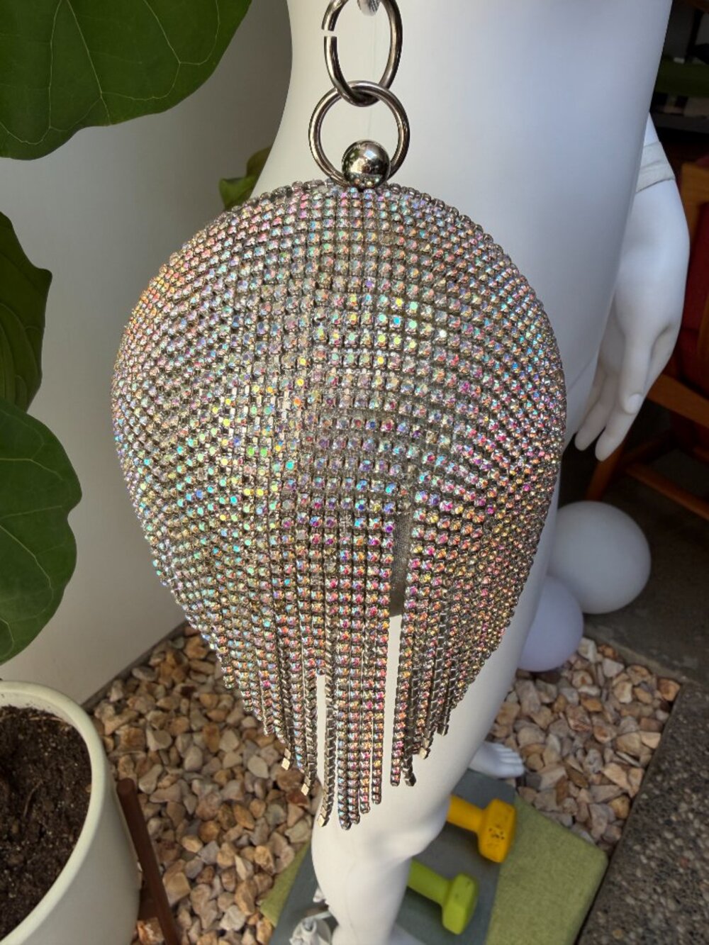 Disco 🪩 Ball Aurora Borealis Rhinestone Fringe Orb Wristlet Bag
